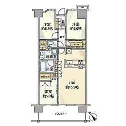 東武野田線 流山おおたかの森駅 徒歩4分の賃貸マンション 4階3LDKの間取り
