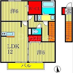 東武野田線 豊四季駅 徒歩13分の賃貸アパート 2階2LDKの間取り