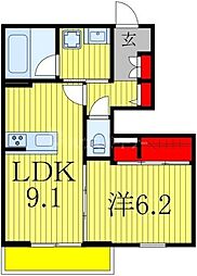 JR常磐線 南柏駅 徒歩18分の賃貸アパート 1階1LDKの間取り