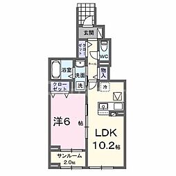 東武野田線 豊四季駅 徒歩18分の賃貸アパート 1階1LDKの間取り