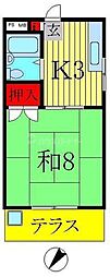 東武野田線 逆井駅 徒歩2分の賃貸アパート 2階1Kの間取り