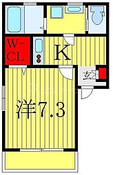 東武野田線 初石駅 徒歩5分の賃貸アパート 1階1Kの間取り