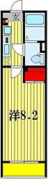 JR常磐線 柏駅 徒歩9分の賃貸マンション 2階1Kの間取り