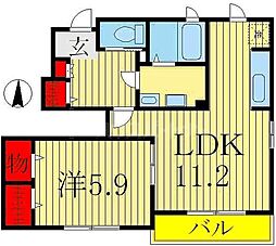 JR常磐線 我孫子駅 3.8kmの賃貸アパート 1階1LDKの間取り
