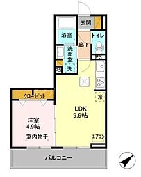 つくばエクスプレス 流山おおたかの森駅 徒歩11分の賃貸アパート 2階1LDKの間取り