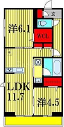 JR武蔵野線 三郷駅 徒歩14分の賃貸アパート 1階2LDKの間取り