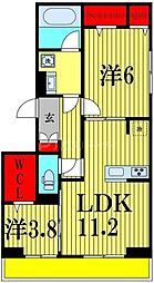 JR武蔵野線 三郷駅 徒歩14分の賃貸アパート 3階2LDKの間取り