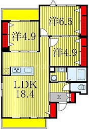 つくばエクスプレス 流山セントラルパーク駅 徒歩16分の賃貸アパート 3階3LDKの間取り