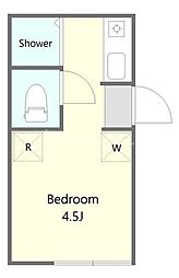 JR常磐線 柏駅 徒歩12分の賃貸アパート 2階ワンルームの間取り