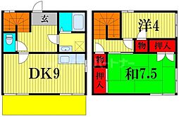 京成松戸線 常盤平駅 徒歩12分の賃貸テラスハウス 2階2DKの間取り