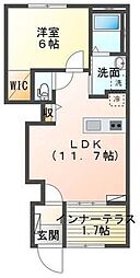 つくばエクスプレス 柏の葉キャンパス駅 徒歩23分の賃貸アパート 1階1LDKの間取り