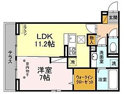 つくばエクスプレス 流山おおたかの森駅 徒歩9分の賃貸アパート 2階1LDKの間取り