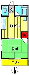 JR常磐線 北小金駅 徒歩9分の賃貸アパート 2階1DKの間取り