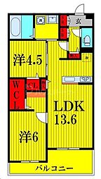 つくばエクスプレス 流山セントラルパーク駅 徒歩6分の賃貸アパート 2階2LDKの間取り