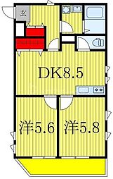 ダイヤモンドクレスト南柏 2LDKの間取図画像
