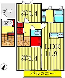 メゾンガーネット 2LDKの間取図画像