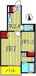 シャン・ド・フルール 2Kの間取図画像