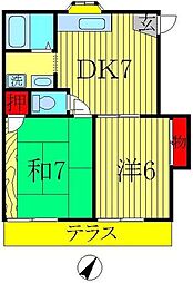 第2松並コーポ 2DKの間取図画像