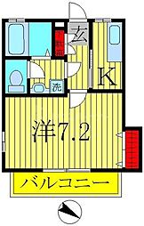 ヒューマンパレス南柏3 1Kの間取図画像