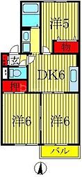 ピュアタウン南逆井B棟 3DKの間取図画像