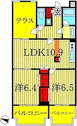 ウインベルデュエット我孫子 2LDKの間取図画像
