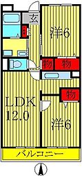 サンヒルズ柏A 2LDKの間取図画像