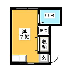 コーポＩ 2階ワンルームの間取り