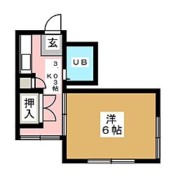 ビュルゲル久保 1階1Kの間取り