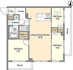 アジールコート練馬中村橋 1階3LDKの間取り