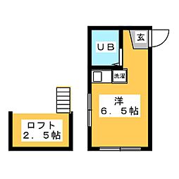 ライフピア　サンシャイン 2階ワンルームの間取り