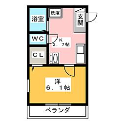 ベルウィング大泉 1階1Kの間取り