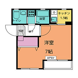 ＫシャトレーII 1階1Kの間取り