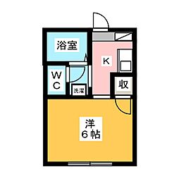 レジデンス626 2階1Kの間取り