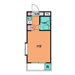 エルヴィーナ中村 2階ワンルームの間取り