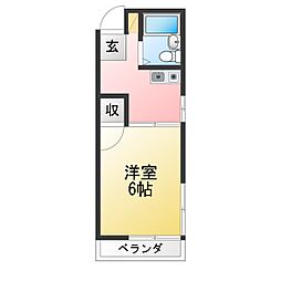 ハウス秀 1Kの間取図画像