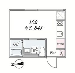 the trias 345 ワンルームの間取図画像