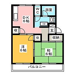 豊玉マンション 2DKの間取図画像