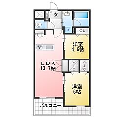 練馬区向山3丁目マンション 2LDKの間取図画像