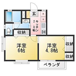 カサ・デ・ボニータ 2Kの間取図画像