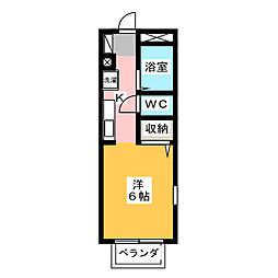 ラ・ヴィル1108 1Kの間取図画像