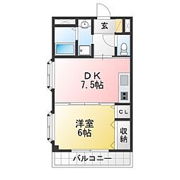 ソレイユ光が丘 1DKの間取図画像