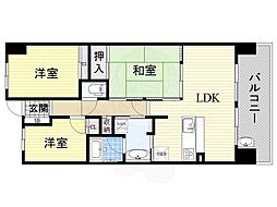 おおさか東線 城北公園通駅 徒歩7分の賃貸マンション 13階3LDKの間取り