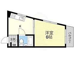 タチバナハイツ 1Kの間取図画像