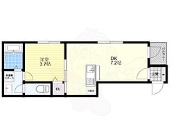 Osaka Metro今里筋線 清水駅 徒歩6分の賃貸アパート 1階1DKの間取り
