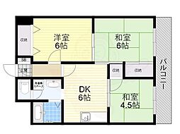 Osaka Metro谷町線 関目高殿駅 徒歩5分の賃貸マンション 6階3DKの間取り