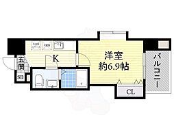 JR大阪環状線 桜ノ宮駅 徒歩9分の賃貸マンション 2階1Kの間取り