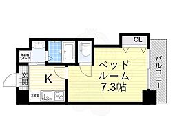 Uresidence京橋 5階1Kの間取り