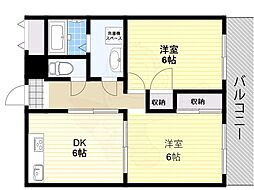 第六武田マンション 2DKの間取図画像