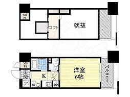 エステムコート大阪城前OBPリバーフロント 1Kの間取図画像