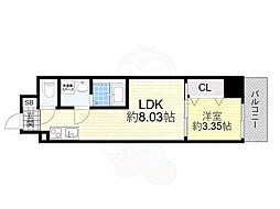 コートエスト都島 1LDKの間取図画像